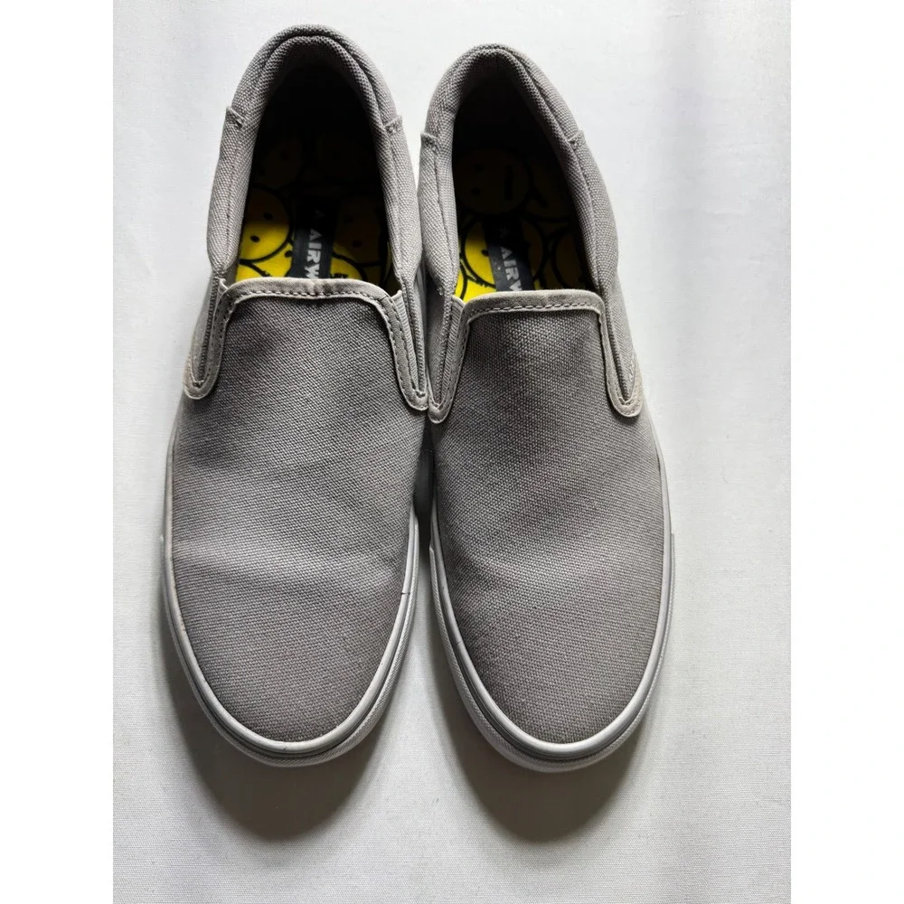 Airwalk Mens 9 Grey Canvas‎ Slip On Sneakers Casual Loafer MNAK45GX017 Skate